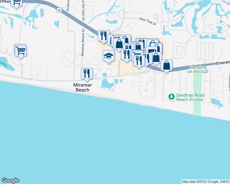 map of restaurants, bars, coffee shops, grocery stores, and more near 26 Port Court in Miramar Beach