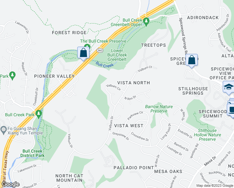 map of restaurants, bars, coffee shops, grocery stores, and more near 5200 Vista West Cove in Austin
