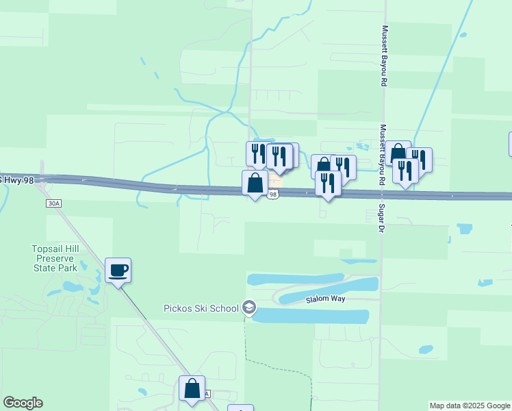 map of restaurants, bars, coffee shops, grocery stores, and more near 5061 US Highway 98 in Santa Rosa Beach