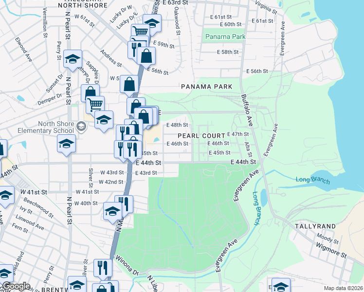 map of restaurants, bars, coffee shops, grocery stores, and more near 279 East 45th Street in Jacksonville