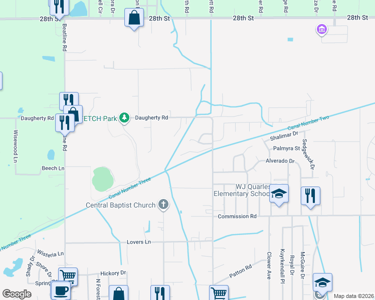 map of restaurants, bars, coffee shops, grocery stores, and more near 20033 Sunshine Drive in Long Beach