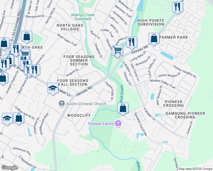 map of restaurants, bars, coffee shops, grocery stores, and more near 1508 Mussett Street in Austin