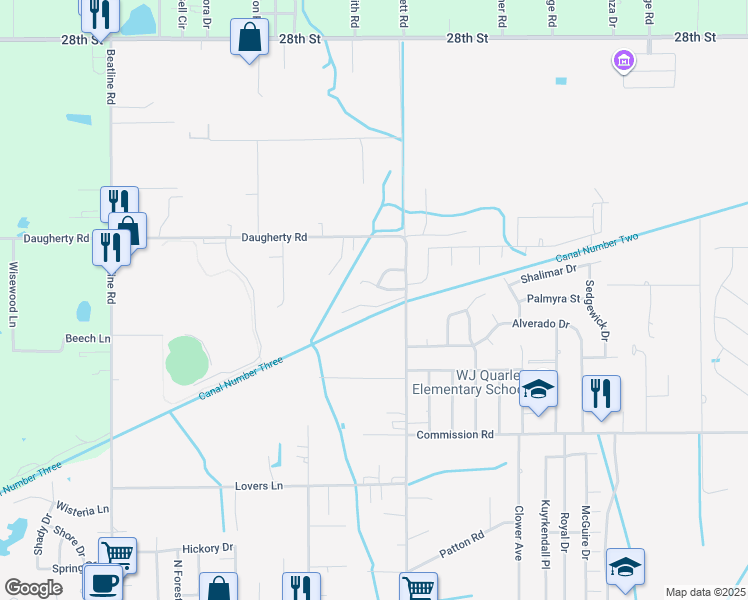 map of restaurants, bars, coffee shops, grocery stores, and more near 20033 Sunshine Drive in Long Beach