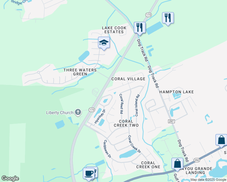 map of restaurants, bars, coffee shops, grocery stores, and more near 2033 Marquesas Lane in Pensacola