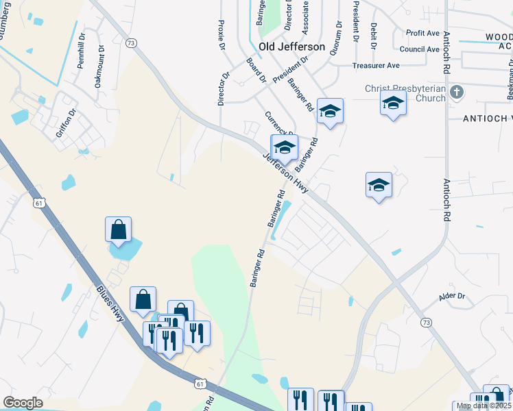 map of restaurants, bars, coffee shops, grocery stores, and more near 8340 Baringer Foreman Road in Baton Rouge