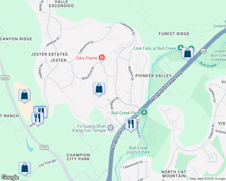 map of restaurants, bars, coffee shops, grocery stores, and more near 6405 Paintbrush Hollow in Austin