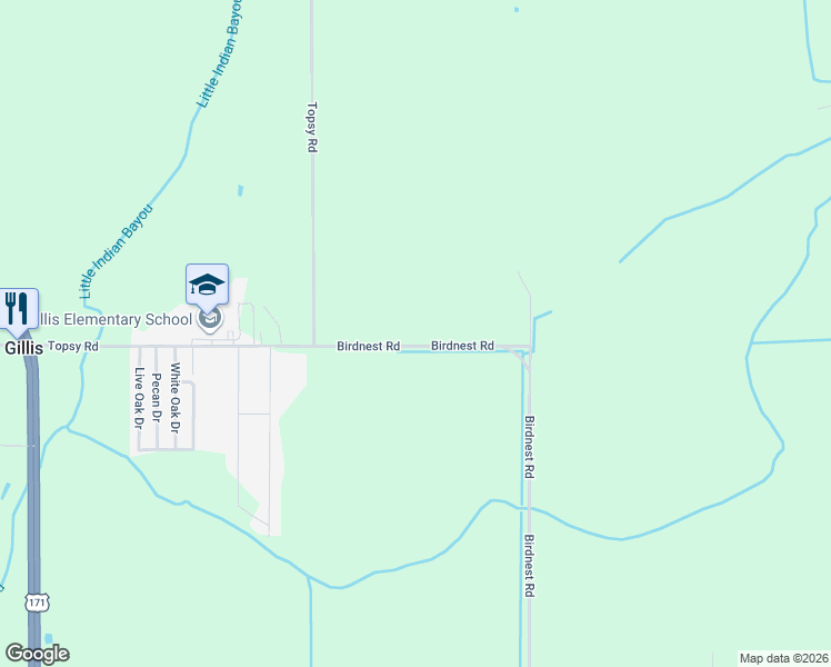 map of restaurants, bars, coffee shops, grocery stores, and more near 800 Birdnest Road in Lake Charles