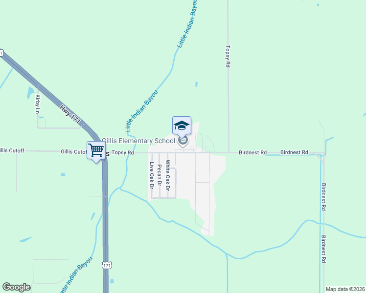 map of restaurants, bars, coffee shops, grocery stores, and more near 916 Topsy Road in Moss Bluff