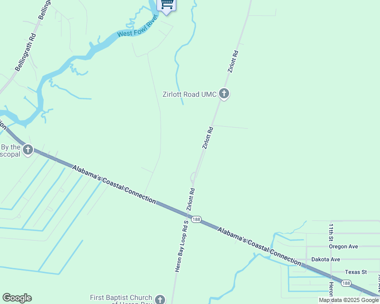 map of restaurants, bars, coffee shops, grocery stores, and more near 15124-15182 Zirlott Road in Coden