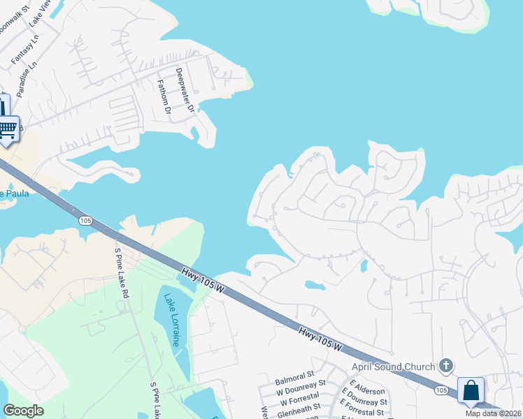 map of restaurants, bars, coffee shops, grocery stores, and more near 104 April Breeze Street in Montgomery