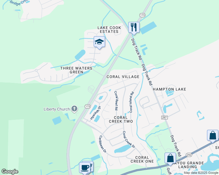 map of restaurants, bars, coffee shops, grocery stores, and more near 2031 Marquesas Lane in Pensacola
