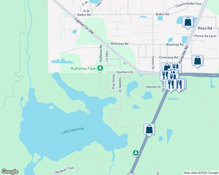 map of restaurants, bars, coffee shops, grocery stores, and more near 1311 Tom Still Road in Tallahassee