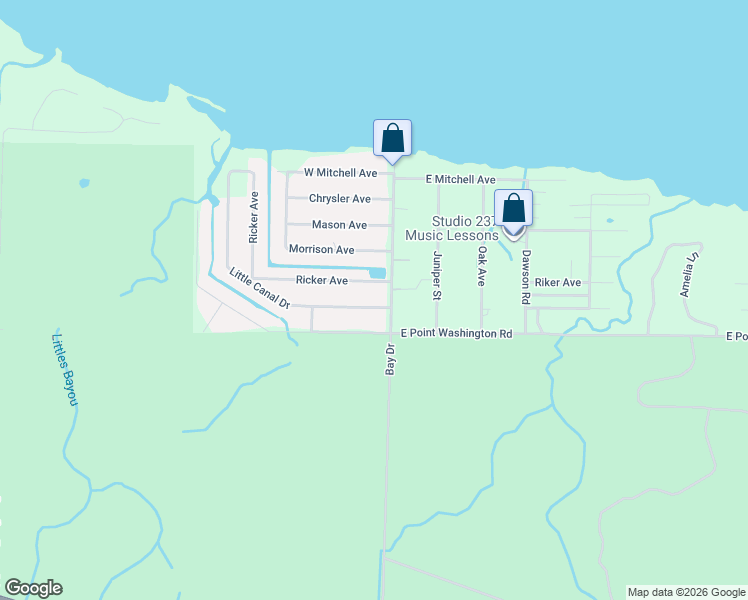 map of restaurants, bars, coffee shops, grocery stores, and more near 44 Little Canal Drive in Santa Rosa Beach