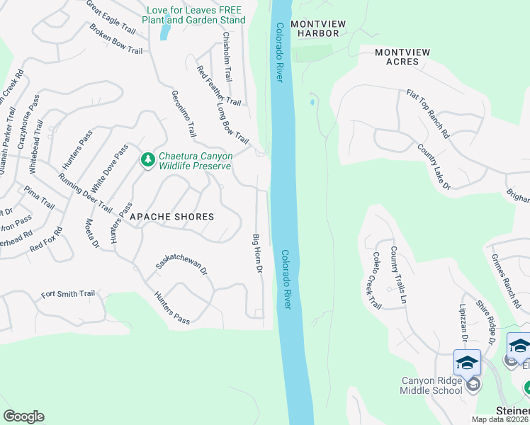 map of restaurants, bars, coffee shops, grocery stores, and more near 2415 Big Horn Drive in Austin