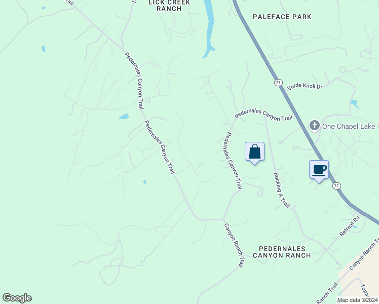 map of restaurants, bars, coffee shops, grocery stores, and more near 4609 Little Creek Trail in Spicewood