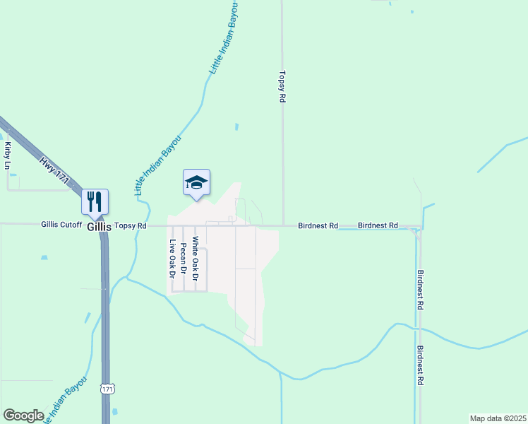 map of restaurants, bars, coffee shops, grocery stores, and more near 1040 Topsy Rd in Lake Charles