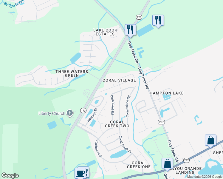 map of restaurants, bars, coffee shops, grocery stores, and more near 2017 Marquesas Lane in Pensacola