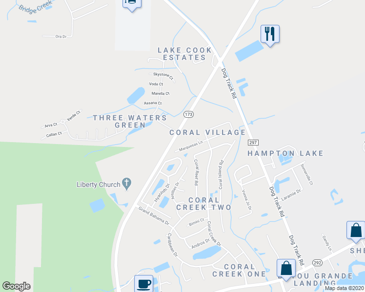 map of restaurants, bars, coffee shops, grocery stores, and more near 2034 Marquesas Lane in Pensacola