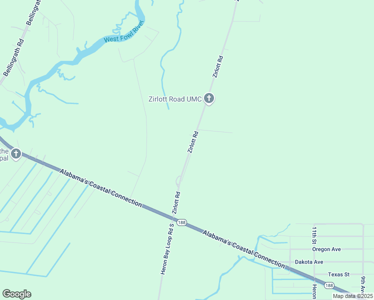 map of restaurants, bars, coffee shops, grocery stores, and more near 15124 Zirlott Road in Coden