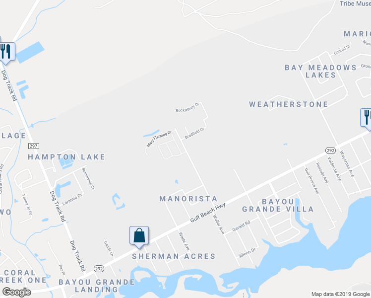 map of restaurants, bars, coffee shops, grocery stores, and more near 2204 Weller Avenue in Pensacola