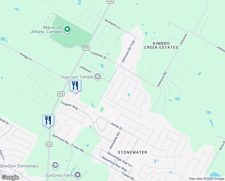 map of restaurants, bars, coffee shops, grocery stores, and more near 14915 Breccia Road in Manor