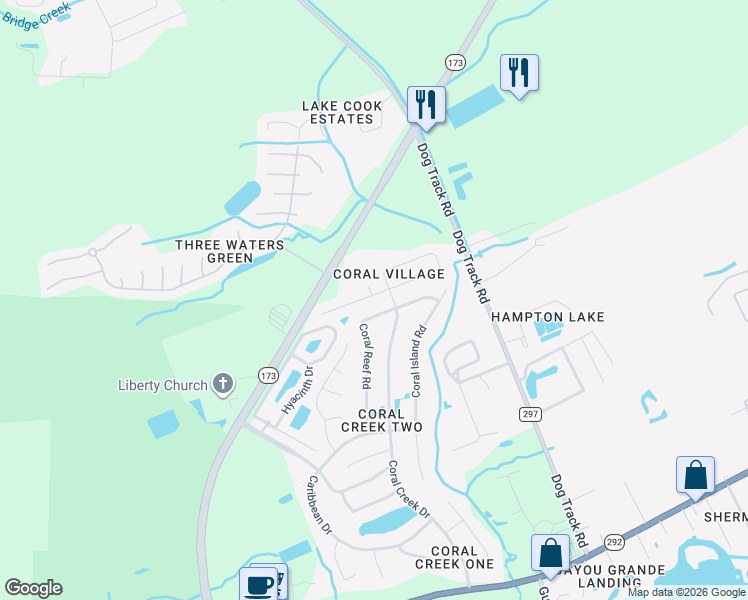map of restaurants, bars, coffee shops, grocery stores, and more near in Escambia County