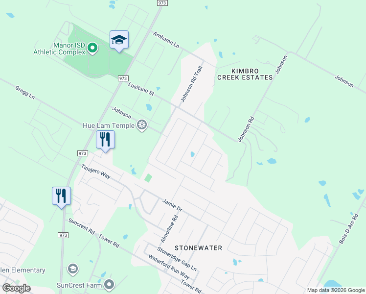 map of restaurants, bars, coffee shops, grocery stores, and more near 14914 Tuff Road in Manor