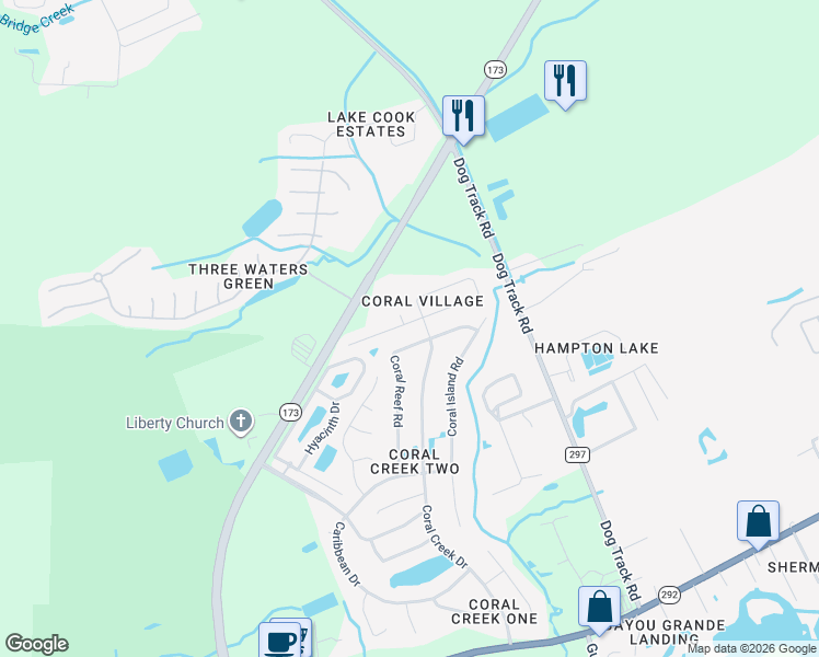 map of restaurants, bars, coffee shops, grocery stores, and more near in Escambia County