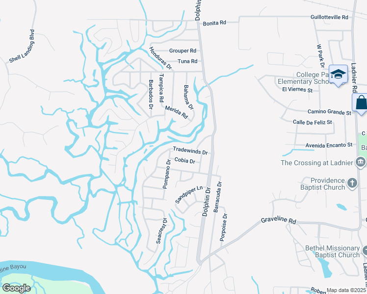 map of restaurants, bars, coffee shops, grocery stores, and more near 2337 Tradewinds Drive in Gautier