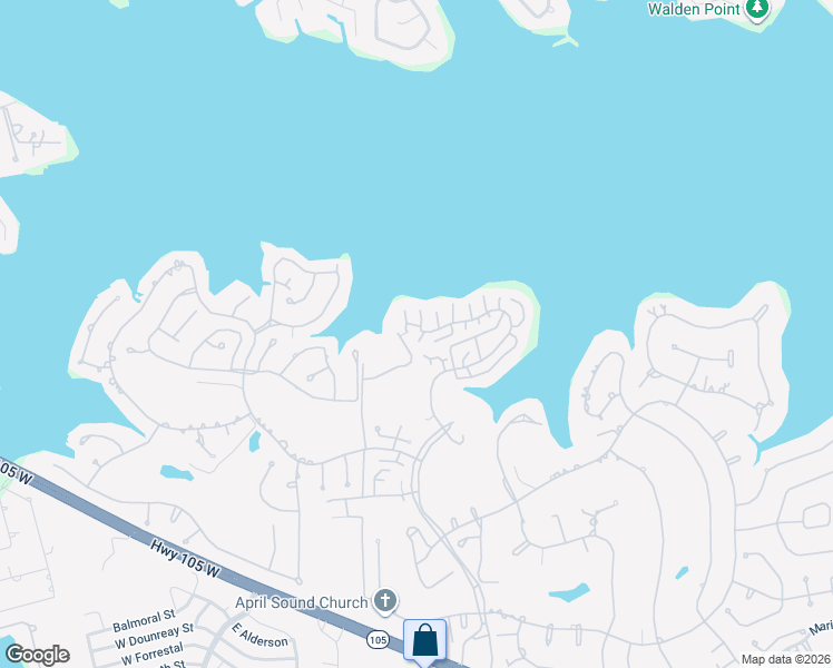 map of restaurants, bars, coffee shops, grocery stores, and more near 144 April Point Drive North in Montgomery