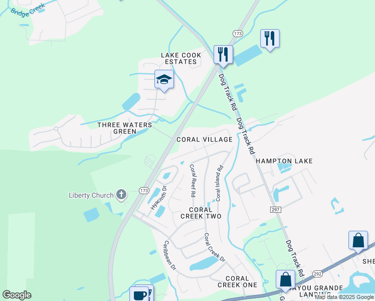 map of restaurants, bars, coffee shops, grocery stores, and more near 2020 Marquesas Lane in Pensacola