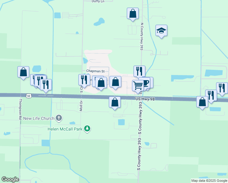 map of restaurants, bars, coffee shops, grocery stores, and more near 3268 US Highway 98 in Santa Rosa Beach