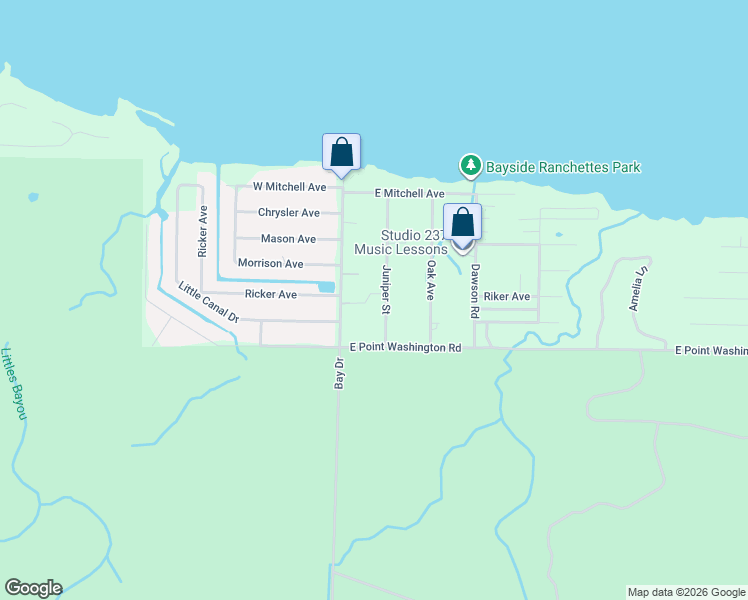 map of restaurants, bars, coffee shops, grocery stores, and more near 1106 Bay Drive in Santa Rosa Beach