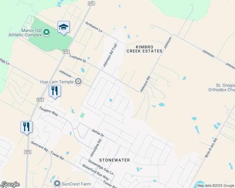 map of restaurants, bars, coffee shops, grocery stores, and more near 14932 Talus Road in Manor