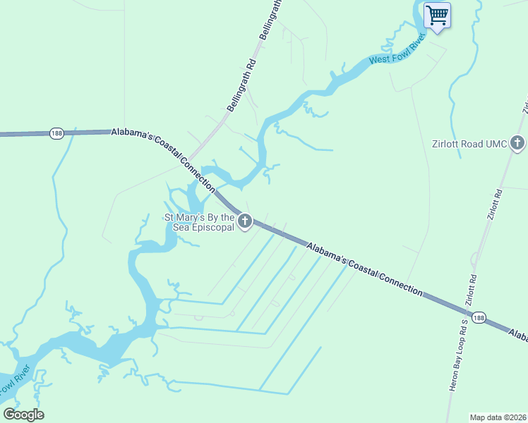 map of restaurants, bars, coffee shops, grocery stores, and more near 4860 Alabama 188 in Coden