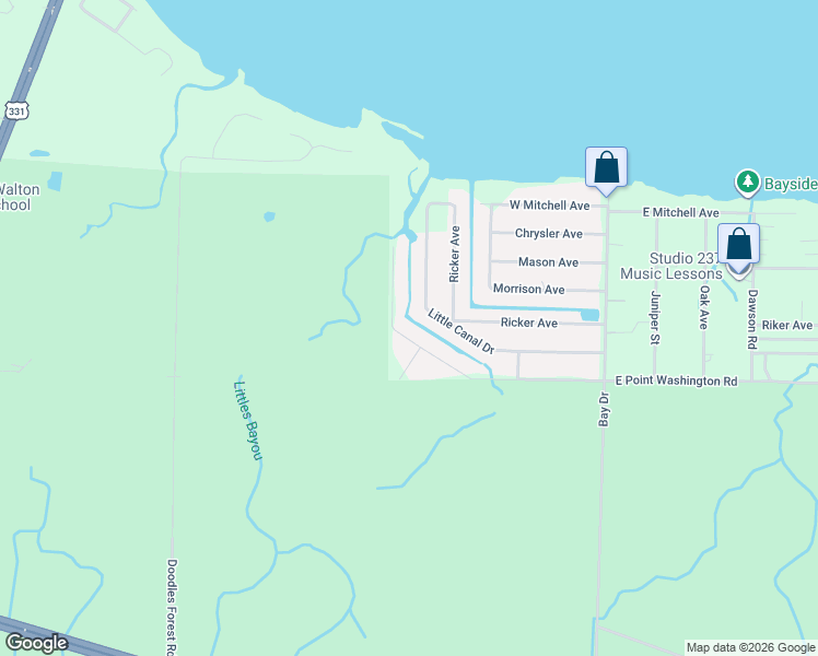map of restaurants, bars, coffee shops, grocery stores, and more near 518 West Point Washington Road in Santa Rosa Beach