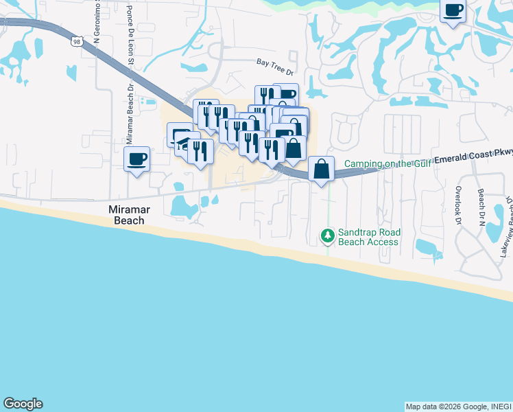 map of restaurants, bars, coffee shops, grocery stores, and more near 91 Norwood Drive in Destin