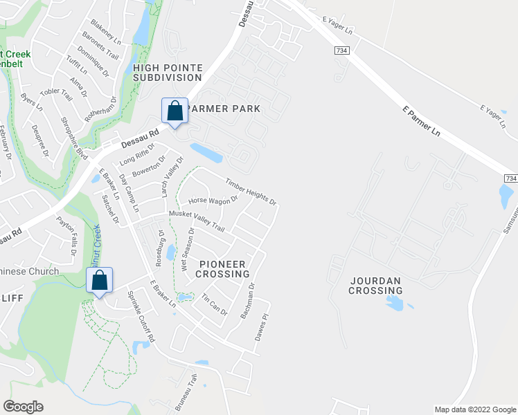 map of restaurants, bars, coffee shops, grocery stores, and more near 11512 Oltons Bluff Cove in Austin