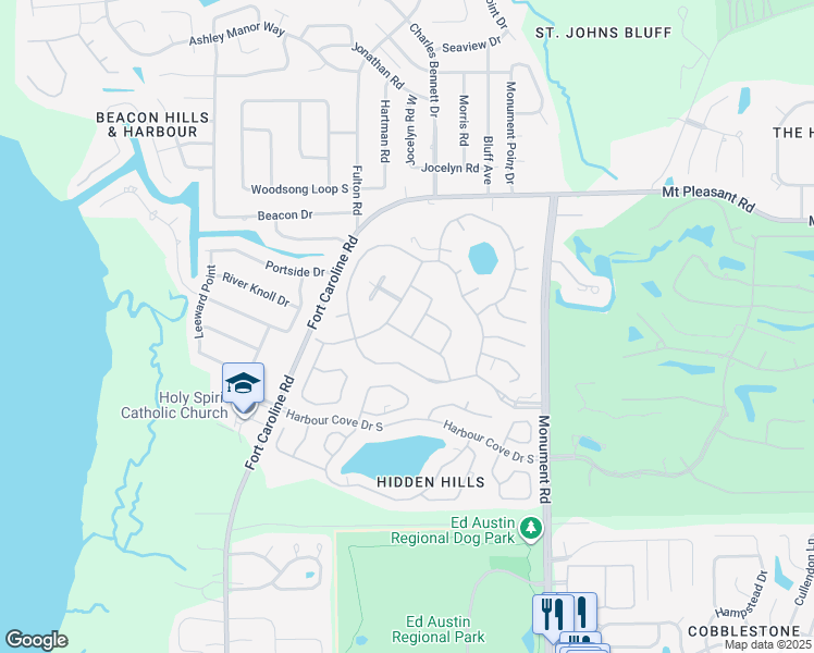 map of restaurants, bars, coffee shops, grocery stores, and more near 4226 Stour Head Lane in Jacksonville