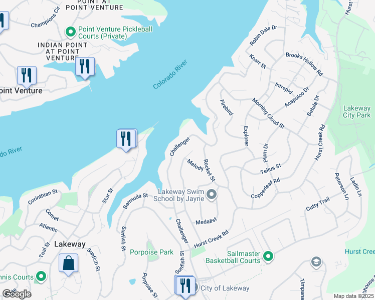 map of restaurants, bars, coffee shops, grocery stores, and more near 935 Electra in Lakeway