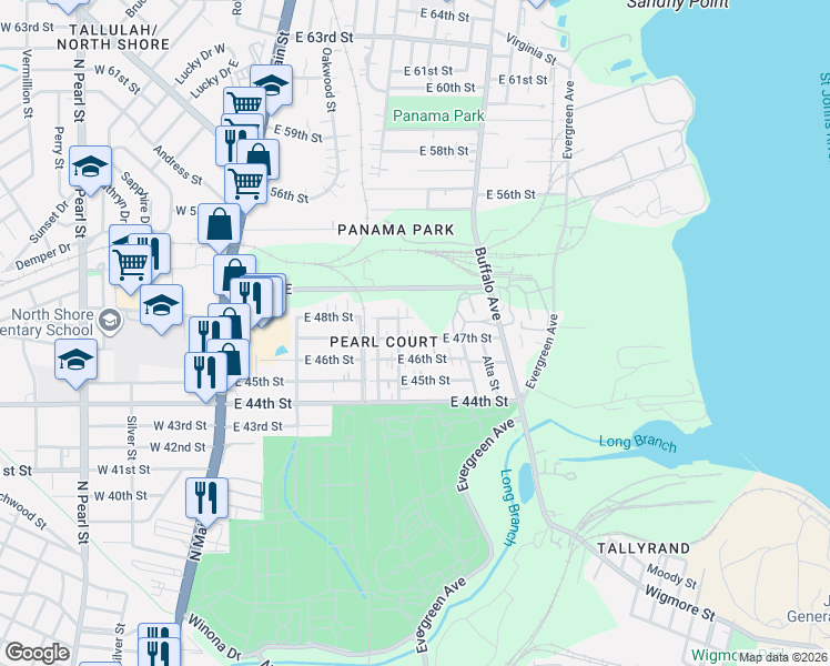 map of restaurants, bars, coffee shops, grocery stores, and more near 397 East 47th Street in Jacksonville