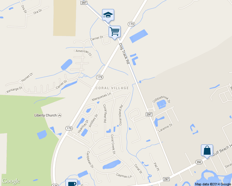 map of restaurants, bars, coffee shops, grocery stores, and more near 1978 Coral Reef Road in Pensacola