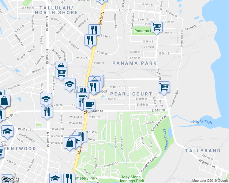 map of restaurants, bars, coffee shops, grocery stores, and more near 215 East 47th Street in Jacksonville
