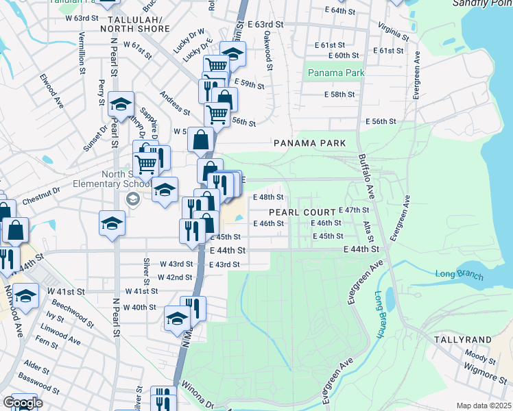 map of restaurants, bars, coffee shops, grocery stores, and more near 215 East 47th Street in Jacksonville