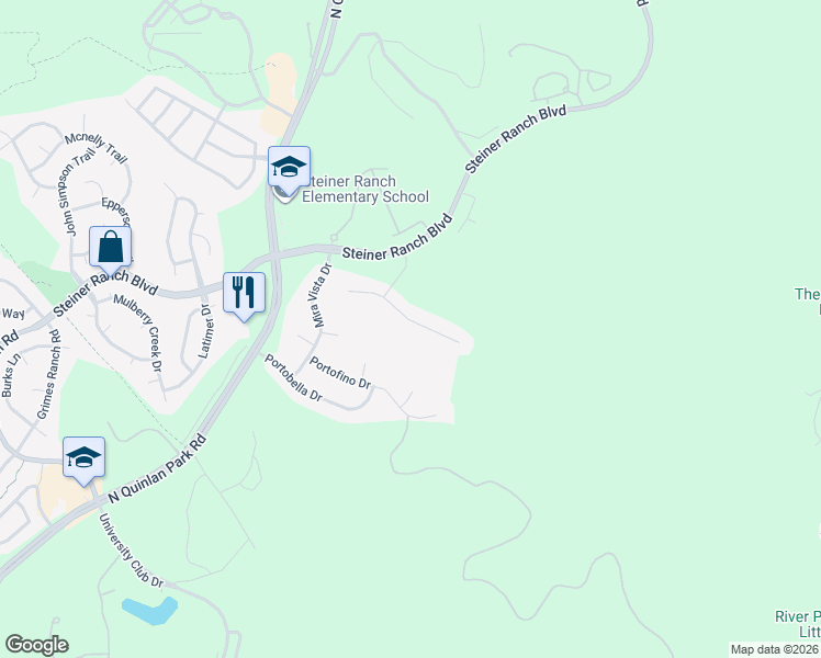 map of restaurants, bars, coffee shops, grocery stores, and more near 11901 Mira Mesa Drive in Austin