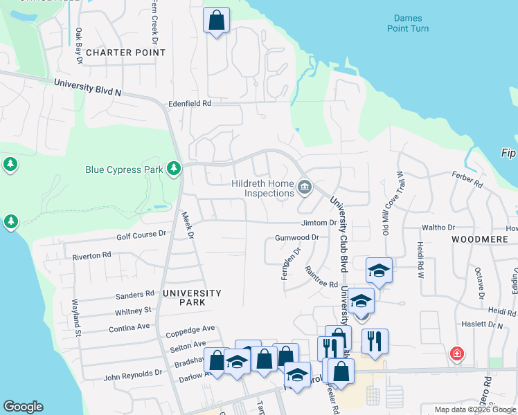 map of restaurants, bars, coffee shops, grocery stores, and more near 4033 Sabel Drive in Jacksonville