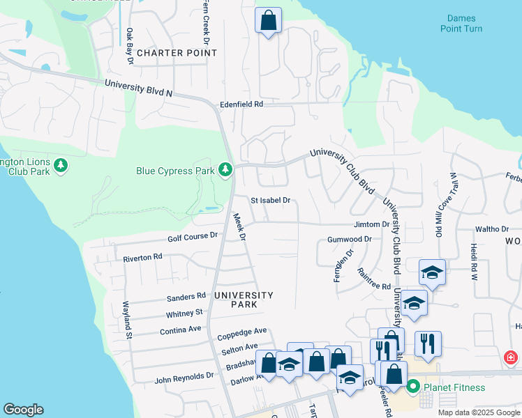 map of restaurants, bars, coffee shops, grocery stores, and more near 4035 Schirra Drive in Jacksonville