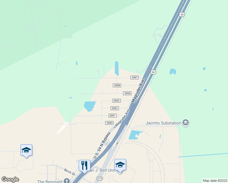 map of restaurants, bars, coffee shops, grocery stores, and more near 170 County Road 3998 in Cleveland