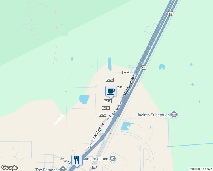 map of restaurants, bars, coffee shops, grocery stores, and more near 170 County Road 3998 in Cleveland