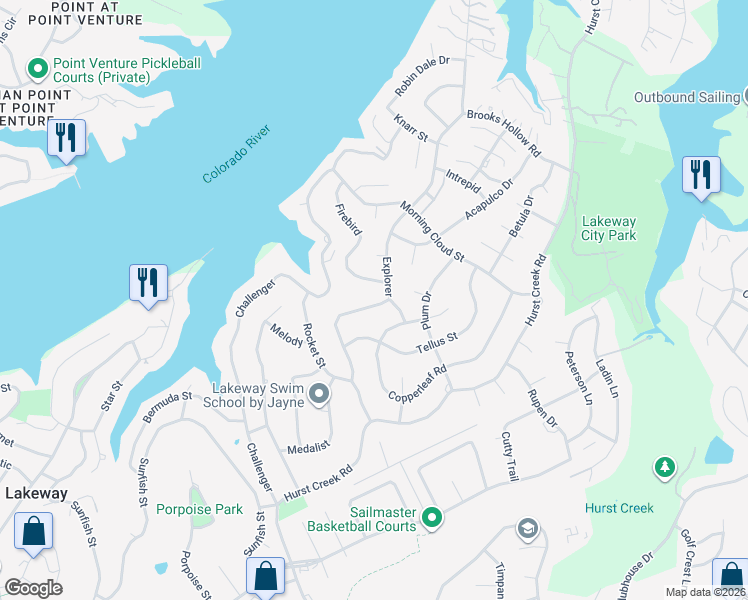 map of restaurants, bars, coffee shops, grocery stores, and more near 331 Explorer in Lakeway